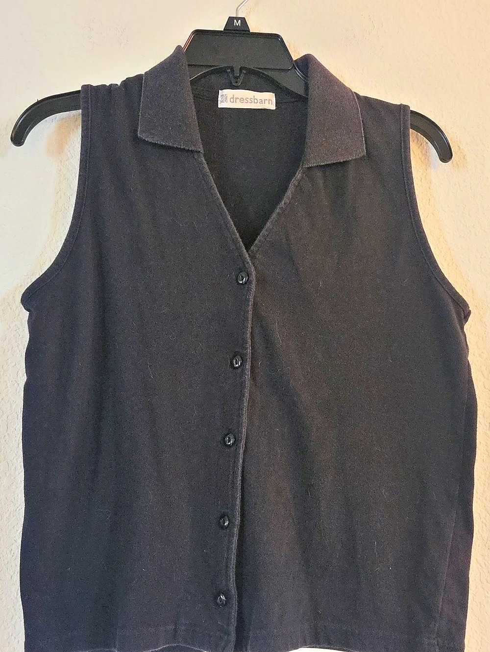 dressbarn Button Front Vest in Black Size Medium